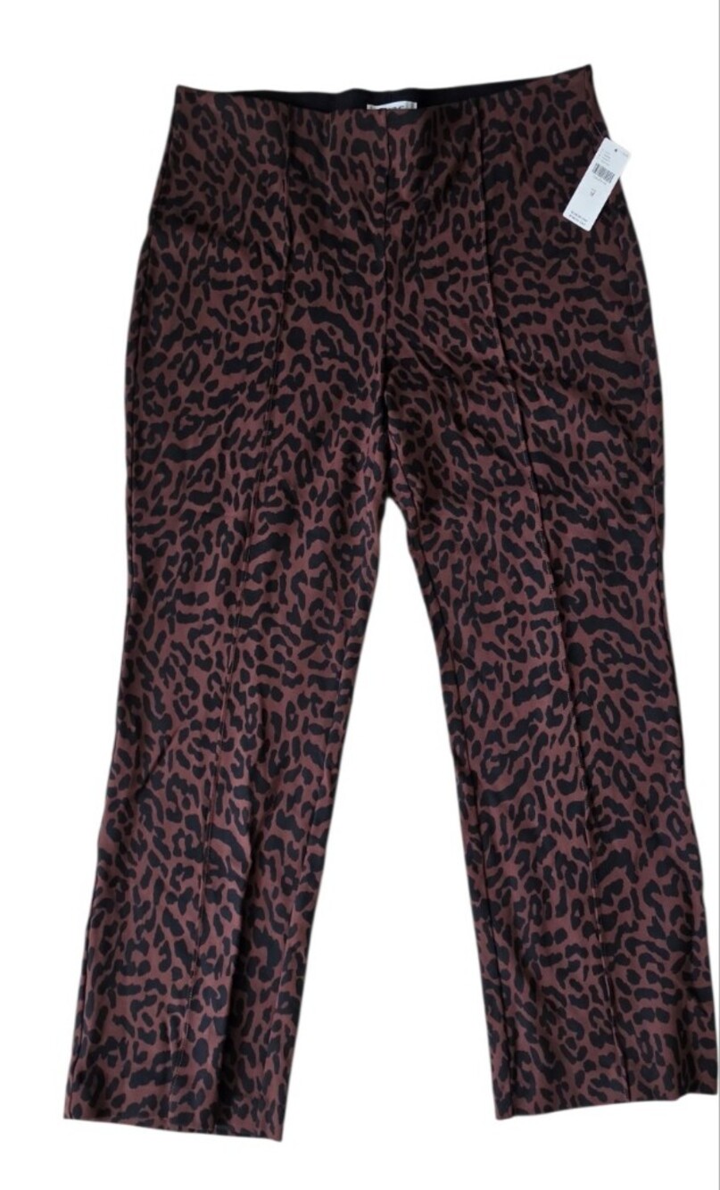 Maeve Anthropologie Poppy Leopard Kick Flare Pull On Pants Brown M NWT - Picture 4 of 11